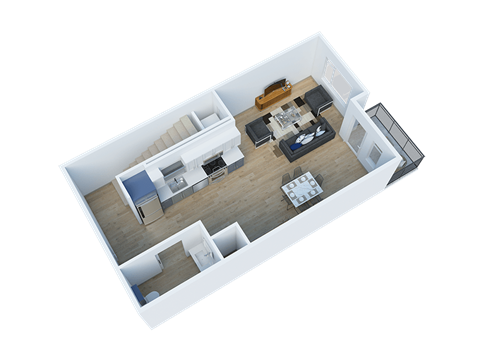 Floor plan for 1 bed, 1 bath, 936 sqft